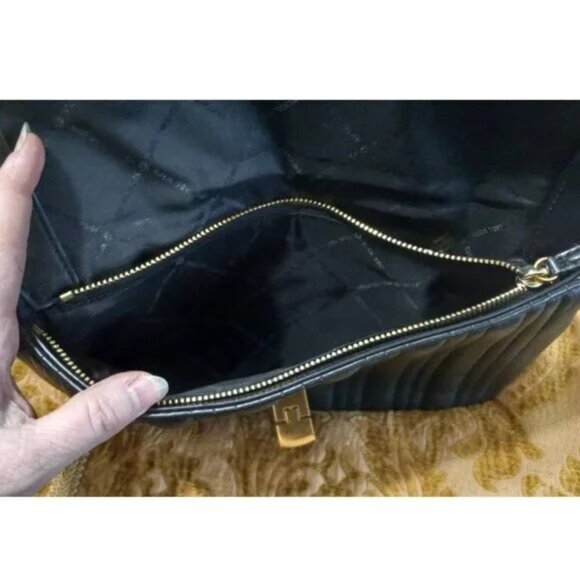 šLAST CHANCEā¼ļøMichael Kors Black Floral Embroidered Leather Shoulder Bag - Picture 7 of 16